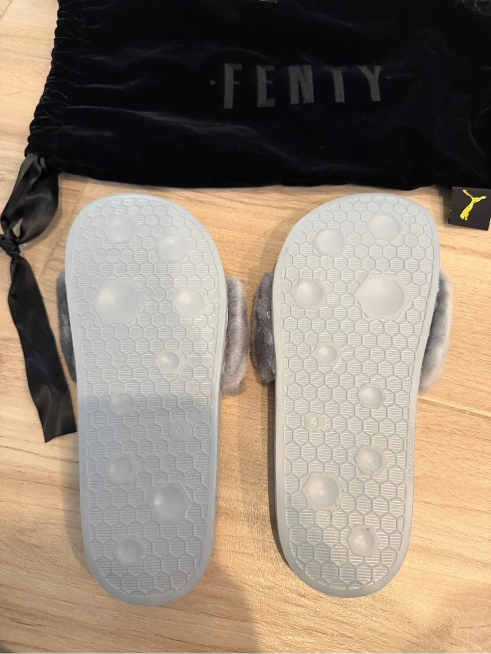 FENTY x PUMA Rihanna Gray Fur Slides US 6.5